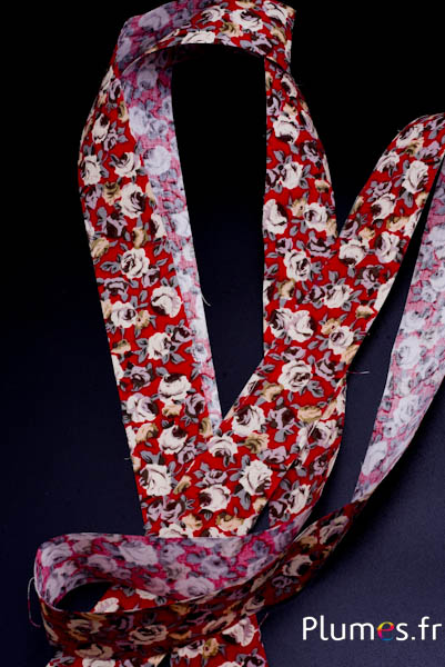 Nastro con motivo floreale - larghezza 40 mm - rosso